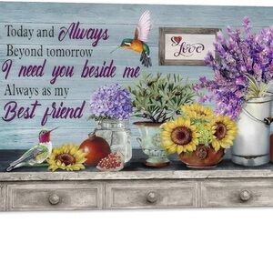 Floral and Bird Wall Art with Inspirational Quote
